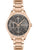 Damenuhr mit roségoldfarbenem Edelstahlarmband, schwarzem Chronographenzifferblatt