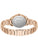 Damenuhr: roségoldfarbene Gehäuseunterseite mit BOSS Gravur und Edelstahlgliederarmband
