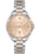 Zweifarbige Damen-Armbanduhr aus Edelstahl mit roséfarbenen Akzenten, beigem Ziffernblatt, Datum
