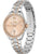 Damen-Armbanduhr Edelstahl/roséfarben mit Ziffernblatt, Datumsanzeige und seitlichem Gehäuse