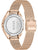 Damenarmbanduhr-Rückseite aus Edelstahl mit roségoldener Einfassung, Milanaise-Armband