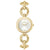 Damenarmbanduhr mit rundem 28-mm-Gehäuse, goldenem Gliederarmband und weißem Zifferblatt