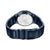 Herrenarmbanduhr Bering: Gehäuseboden mit Gravur und geschlossenem Metallgliederarmband.