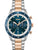 BOSS Santiago Herrenuhr mit blauem Zifferblatt, Chronograph, Edelstahlarmband, Mineralglas