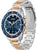 BOSS Santiago Herrenuhr, blaues Zifferblatt mit Chronograph, zweifarbiges Edelstahlarmband