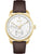 Herrenuhr mit goldfarbenem Gehäuse, braunem Lederarmband und weißem Zifferblatt