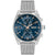 BOSS Herrenarmbanduhr mit blauem Zifferblatt, Chronograph und Edelstahl-Meshband