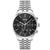 Herren-Chronograph-Armbanduhr: schwarzes Zifferblatt, Edelstahlarmband, Mineralglas
