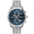 Herren-Chronograph mit Edelstahlarmband, blauem Zifferblatt und Boss-Schriftzug
