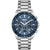 Chronograph-Armbanduhr mit blauem Zifferblatt, Tachymeter-Lünette und Edelstahlband