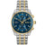 BOSS Herrenarmbanduhr mit blauem Zifferblatt, Chronograph, bicolorem Edelstahlband gold/silber