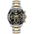 BOSS Chronograph-Armbanduhr für Herren mit schwarzem Zifferblatt, Gold-Silber-Band