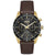 BOSS Herrenarmbanduhr mit schwarzem Zifferblatt, Chronograph-Subdials, Tachymeter-Lünette, braunem Lederband