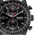 Nahaufnahme Herren-Chronograph mit Tachymeter, schwarzes Zifferblatt mit roten Akzenten