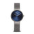 Bering Damenuhr mit Milanaise-Armband, graues Metallgeflecht und dunkelblauem Zifferblatt.