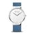 Herrenuhr mit weißem Zifferblatt und blauer Silikonarmband, silberfarbenes Gehäuse