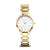 Bering Damenuhr mit goldfarbenem Metallarmband und weißem Zifferblatt