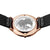 Damenuhr Rückseite mit Gravur, Roségoldgehäuse und schwarzem Milanaise-Armband