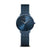 Bering Damenuhr mit blauem Mesh-Armband, blauem Zifferblatt und rundem silbernem Gehäuse