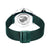 Bering Armbanduhr mit grüner Schließe und Milanaise-Armband, Blick auf das Gehäuse