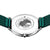 Bering Armbanduhr Gehäuse mit gravierter Rückseite und grünem Milanaise-Armband