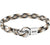Flerfärgat nylonarmband med flätad textilbård och silverfärgat spänne med BOSS