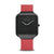 Herrenuhr mit schwarzem Zifferblatt und rotem Silikonarmband, eckiges Saphirglasgehäuse