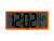 Retro LCD-väggklocka i neonorange med digital display, AM, tid och datum