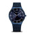 Herrenarmbanduhr mit blauem Zifferblatt, grauem Milanaiseband und runder Lünette