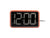 Retro-väckarklocka från Karlsson, orange front med stor digital display som visar 2:04