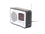 Svart FM-väckarklockradio med antenn och digital display
