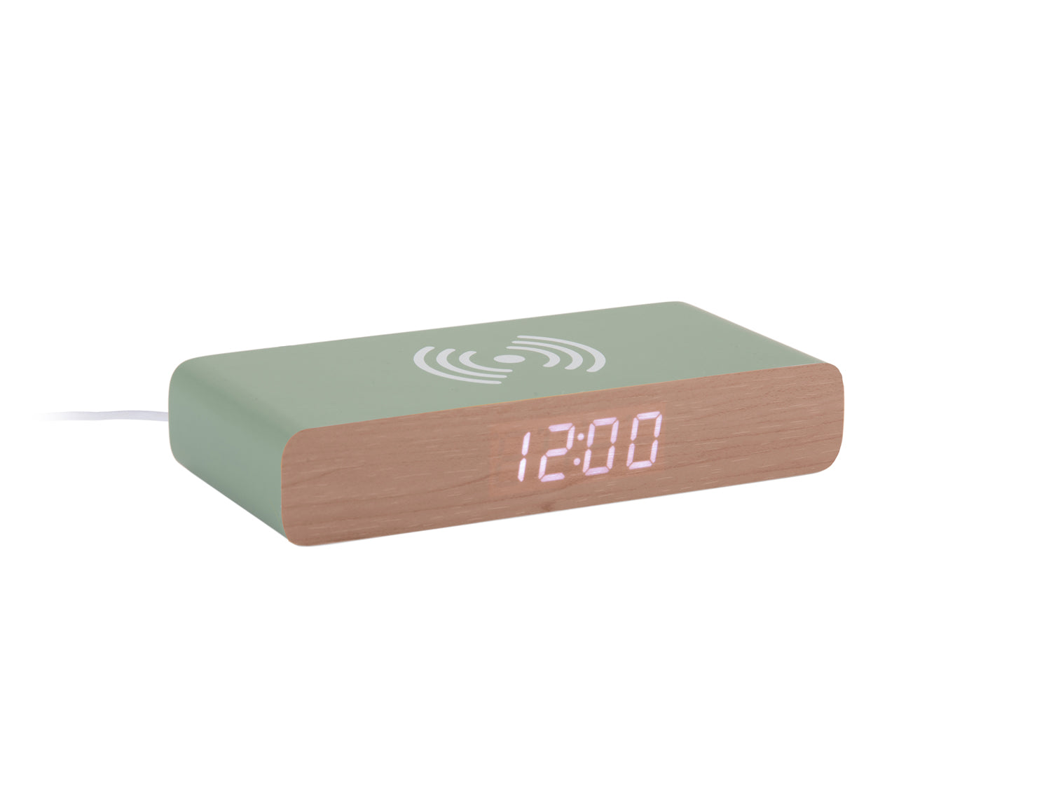 Retro LED-väckarklocka i djungelgrönt med trädetalj och digital display 12:00