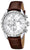 Festina kronograf med brunt läderarmband och silverfärgad urtavla