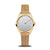 Bering Damenuhr mit goldfarbenem Milanaise-Armband und silbernem Zifferblatt, Saphirglas