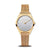 Bering Damenuhr mit goldenem Milanaise-Armband, rundem Zifferblatt und Zeigern
