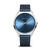 Armbanduhr mit blauem Zifferblatt, blauem Milanaise-Armband und silberfarbenem Gehäuse