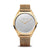 Bering Armbanduhr mit goldfarbenem Milanaiseband und rundem grauem Zifferblatt