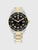 Tommy Hilfiger Herrenarmbanduhr mit schwarzem Zifferblatt und gold-silbernem Metallband