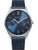 Bering Armbanduhr mit blauem Zifferblatt, schlankem Edelstahlgehäuse und blauem Meshband