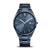 Herrenarmbanduhr mit dunkelblauem Edelstahlband und blauem Zifferblatt, schlichte Indexe