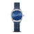 Bering Damenuhr mit blauem Zifferblatt, Saphirglas und blauem Mesh-Armband