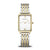 Bering Damenarmbanduhr mit weißem Zifferblatt und zweifarbigem Metallarmband