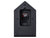 Karlsson Fino väggklocka, svart, husformad med mekanikfönster och högtalargaller
