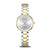 Zweiteilige Damenarmbanduhr mit zweifarbigem Edelstahlband, rundem weißem Zifferblatt, Diamant-Marker