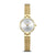 Bering Damenuhr mit goldenem Milanaise-Armband und rundem hellem Zifferblatt