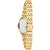 Tommy Hilfiger Damenarmbanduhr im Seitenblick mit goldfarbenem Gliederarmband und Gehäuse