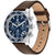Męski zegarek kwarcowy Tommy Hilfiger z niebieską tarczą chronografu i brązowym skórzanym paskiem