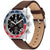 Męski zegarek kwarcowy Tommy Hilfiger z brązowym skórzanym paskiem, czerwoną lunetą i tarczą chronografu