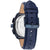 Herren-Chronograph Rückansicht mit dunkelblauem Lederarmband und Metallgehäuse