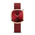 Bering Damenarmbanduhr mit roségoldfarbenem Gehäuse und rotem Milanaise-Armband